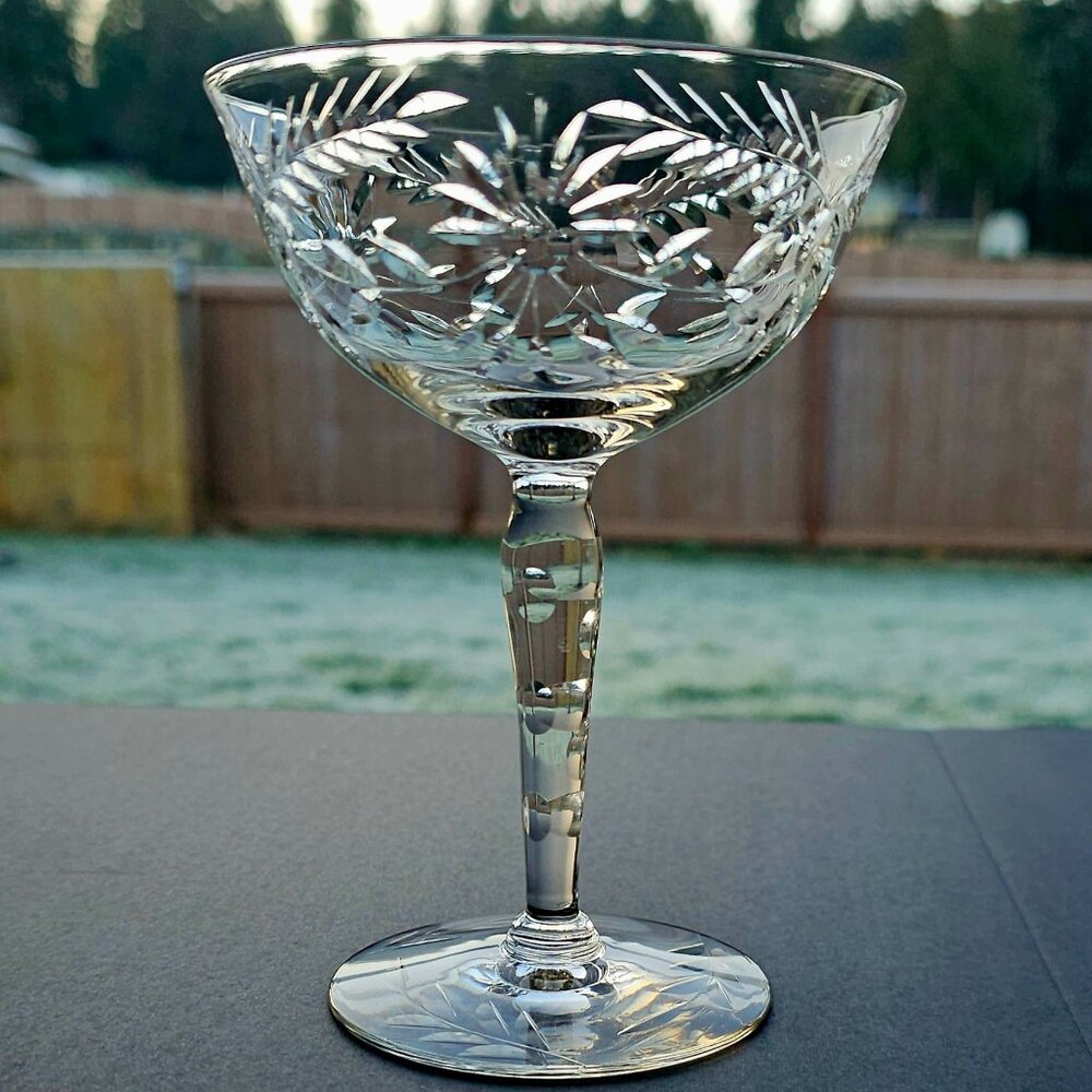 Glastonbury Lotus Majesty Champagne Coupe 5.5" vintage daisy romantic made in US